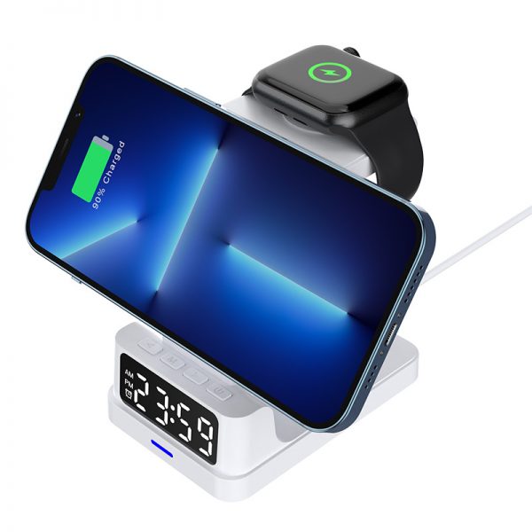 15W 3 in 1 Magnetic Wireless Charger with Clock - Image 5