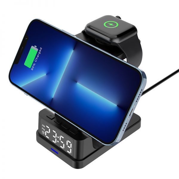 15W 3 in 1 Magnetic Wireless Charger with Clock - Image 4