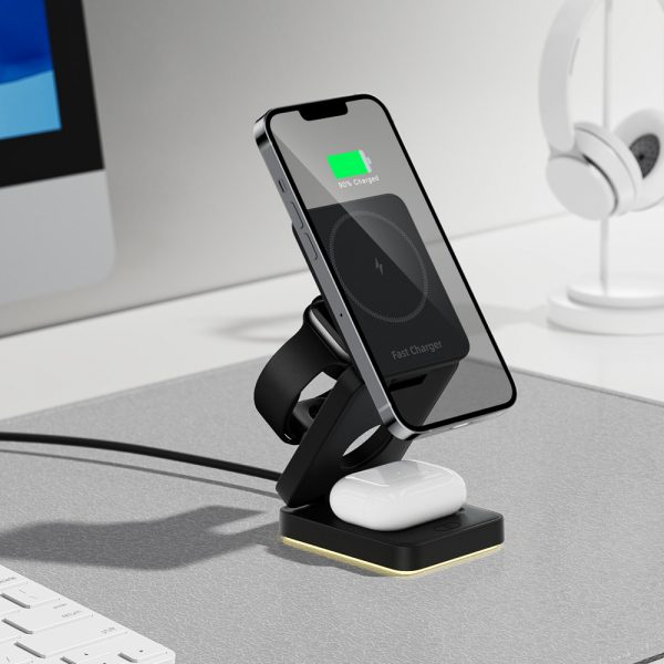 Stylish Portable 15W Foldable Wireless Charger with Light - Image 4