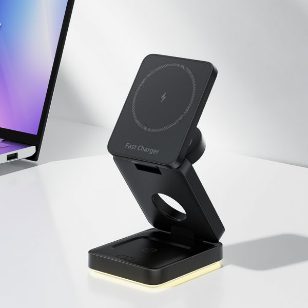 Stylish Portable 15W Foldable Wireless Charger with Light - Image 3