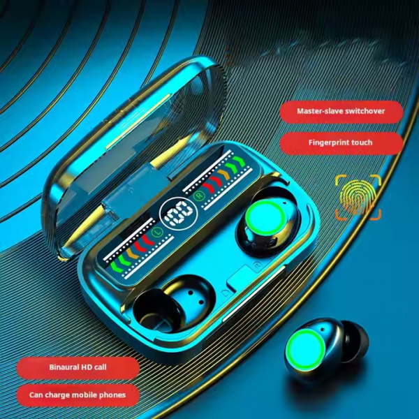 True Stereo Headphones M100 TWS Mini Wireless BT Earphone with Battery Power Charging Display - Image 4