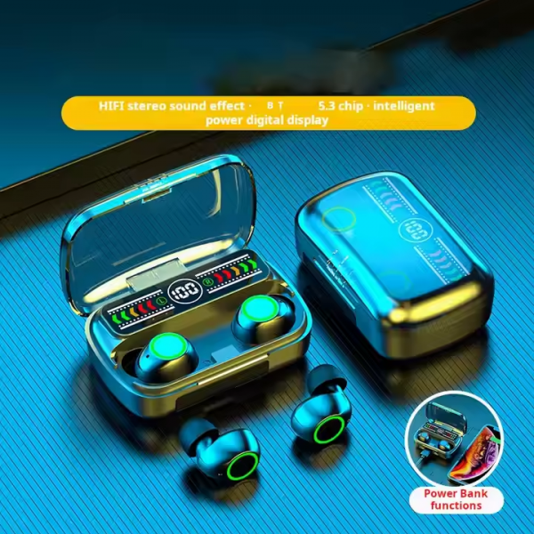 True Stereo Headphones M100 TWS Mini Wireless BT Earphone with Battery Power Charging Display - Image 5
