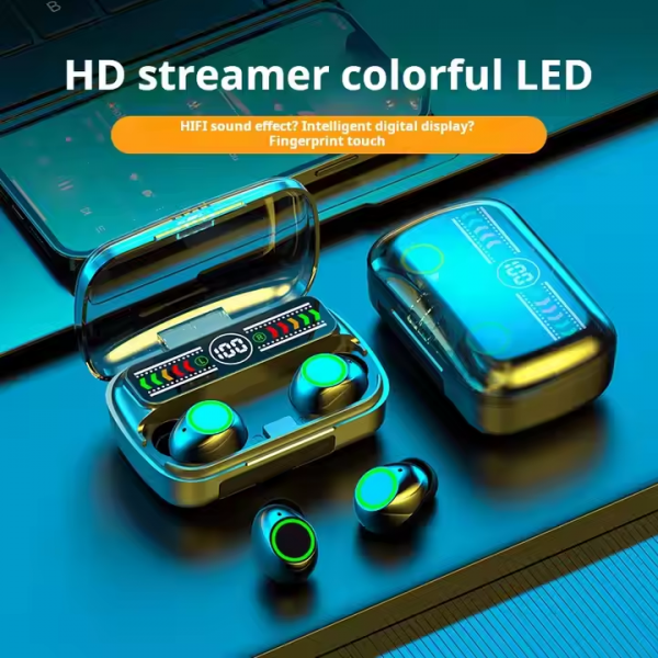 True Stereo Headphones M100 TWS Mini Wireless BT Earphone with Battery Power Charging Display - Image 3