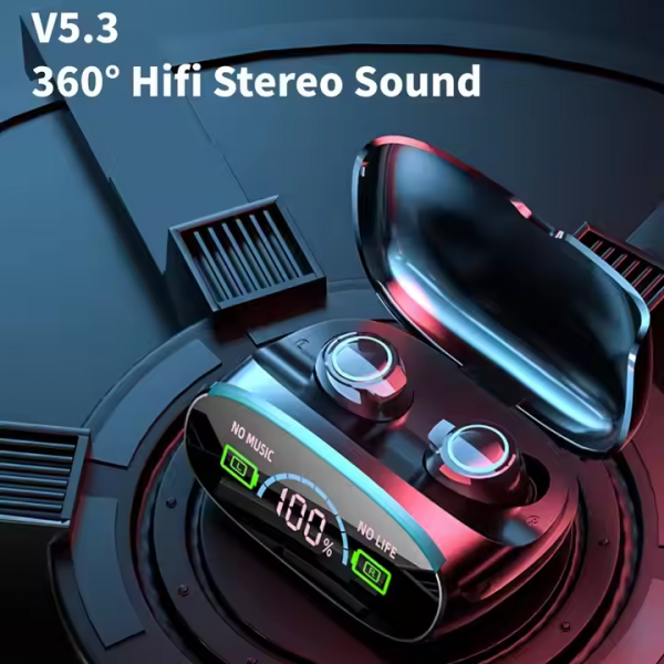 True Stereo Headphones M38 TWS Mini Wireless BT Earphone with Battery Power Charging Display - Image 2