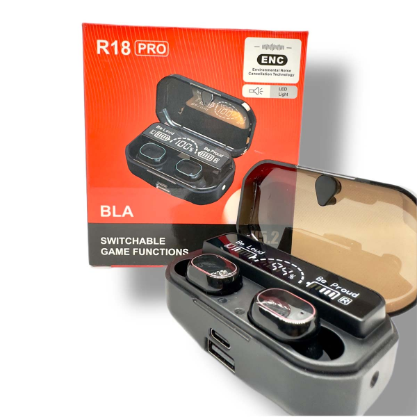 TWS R18 Pro Stereo In-ear Bluetooth V5.0 EarBuds with Emergency Power Bank - Image 3