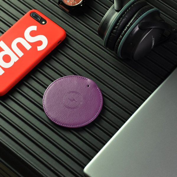 10W Leather Round Wireless Charger Pad - Image 6