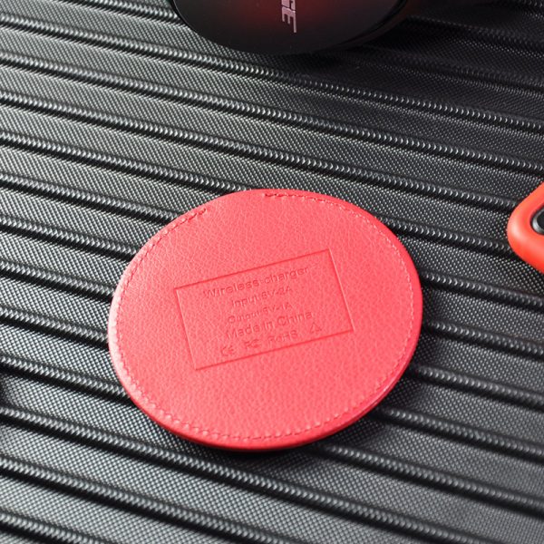 10W Leather Round Wireless Charger Pad - Image 5