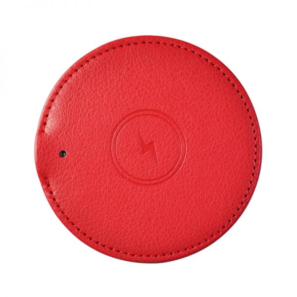 10W Leather Round Wireless Charger Pad - Image 2