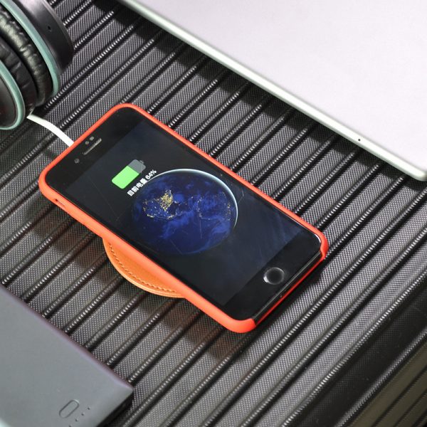 10W Leather Round Wireless Charger Pad - Image 7