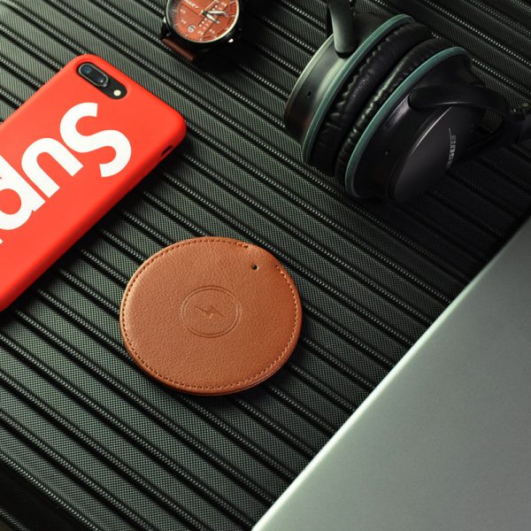 10W Leather Round Wireless Charger Pad - Image 3