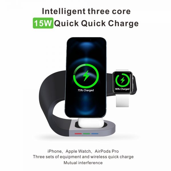 3 in 1 Charging Station for Apple iPhone 11 12 13 14 15 16 MagSafe Wireless Charger - Image 4