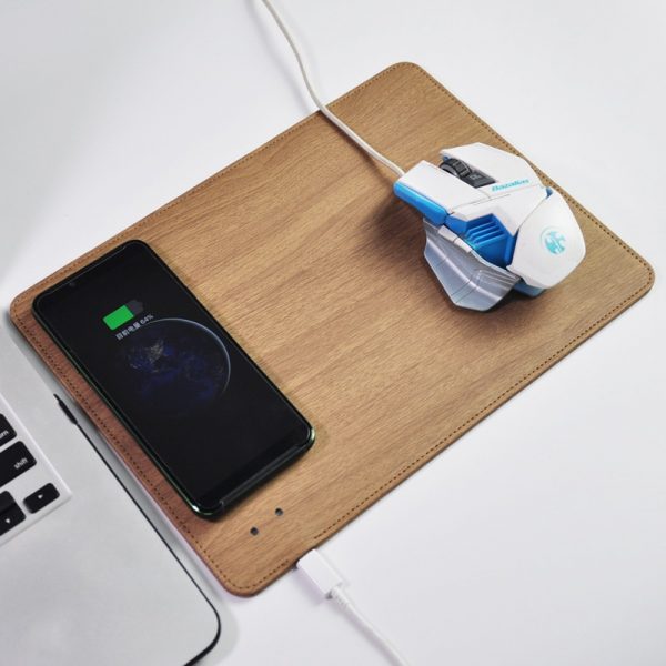 10W Wood Grain Wireless Charger Mouse Pad Qi Wireless Charging - Image 2