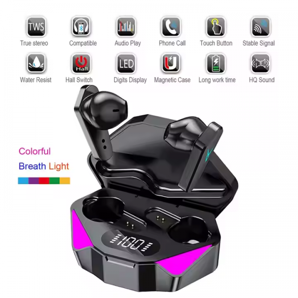 TWS Wireless HiFi Strero EarBuds X15 With LED Display Breath Light - Image 4