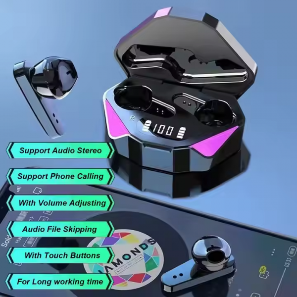 TWS Wireless HiFi Strero EarBuds X15 With LED Display Breath Light - Image 5