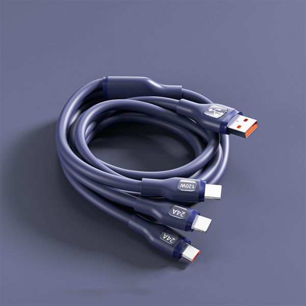Liquid Silicone Multi USB Charger Cable Nylon 3 in 1 Universal Multiple Charging Cord - Image 4