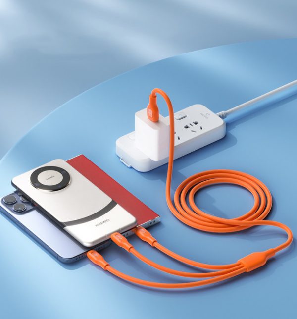 Liquid Silicone Multi USB Charger Cable Nylon 3 in 1 Universal Multiple Charging Cord - Image 5