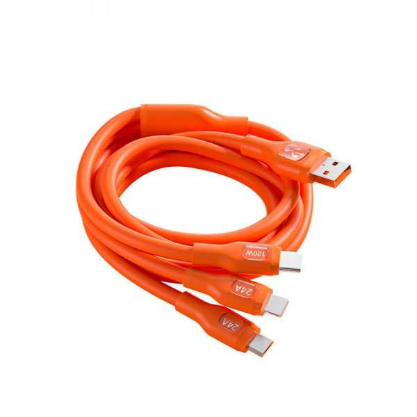 Liquid Silicone Multi USB Charger Cable Nylon 3 in 1 Universal Multiple Charging Cord - Image 2