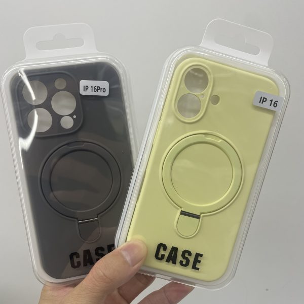 for iPhone 12 13 14 15 Mobile Phone Case Liquid Slicone MagSafe Case with Stand - Image 2