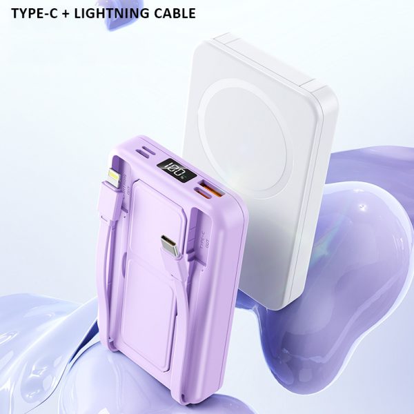 10000mAh Digital Display 15W MagSafe Wireless Charger PD 20W Power Bank with Holder - Image 7