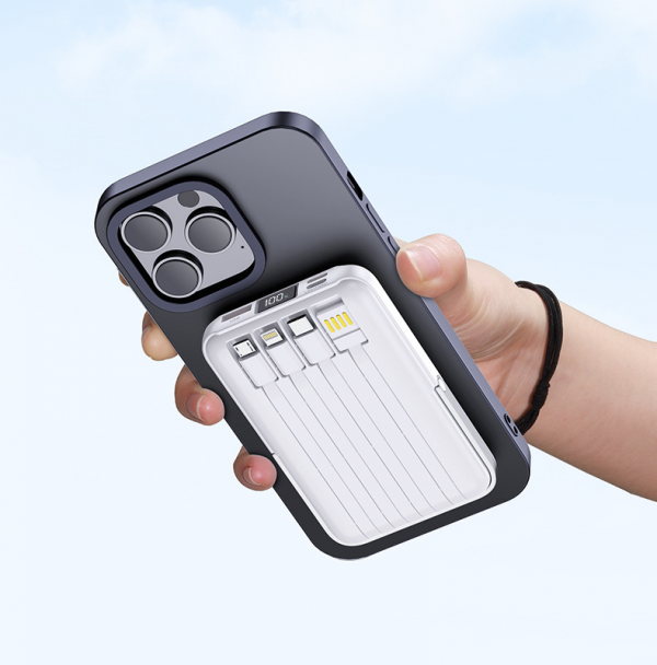 10000mAh MagSafe Power Bank 15W Wireless Charger 6 in 1 Power Bank with Holder - Image 3