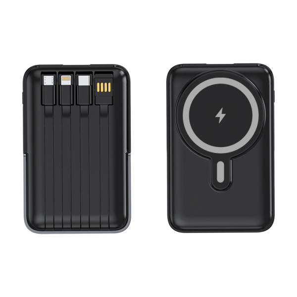 10000mAh MagSafe Power Bank 15W Wireless Charger 6 in 1 Power Bank with Holder - Image 2