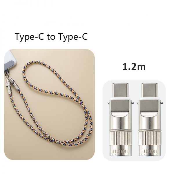 High Quality 2 in 1 Braided 27W Type-C to Lightning Buckle Design Lanyard 60W Type-C to C Fast Charging Data Cable - Image 6
