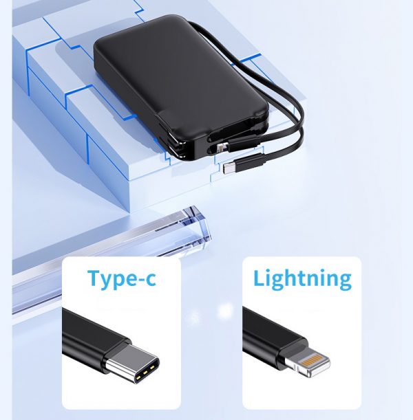 10000mAh Power Bank AC Plug Built-in Type-C + Lightning Cable PD 22.5W Fast Charging with Digital Display - Image 3