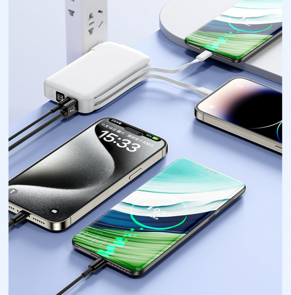 10000mAh Power Bank AC Plug Built-in Type-C + Lightning Cable PD 22.5W Fast Charging with Digital Display - Image 4