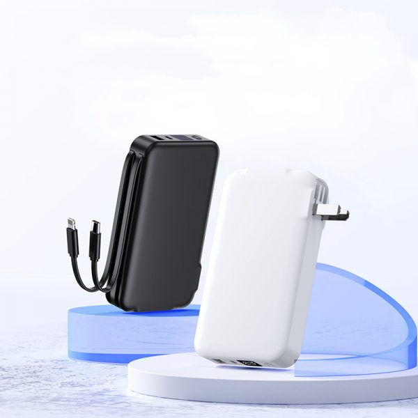 10000mAh Power Bank AC Plug Built-in Type-C + Lightning Cable PD 22.5W Fast Charging with Digital Display - Image 2