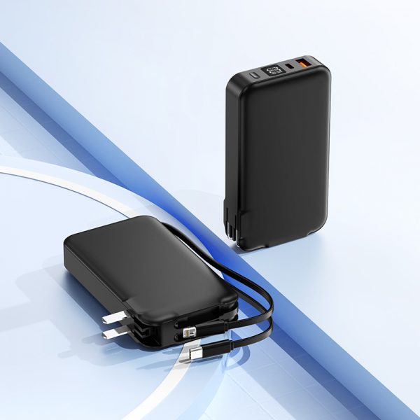 10000mAh Power Bank AC Plug Built-in Type-C + Lightning Cable PD 22.5W Fast Charging with Digital Display - Image 5