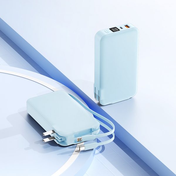 10000mAh Power Bank AC Plug Built-in Type-C + Lightning Cable PD 22.5W Fast Charging with Digital Display - Image 6