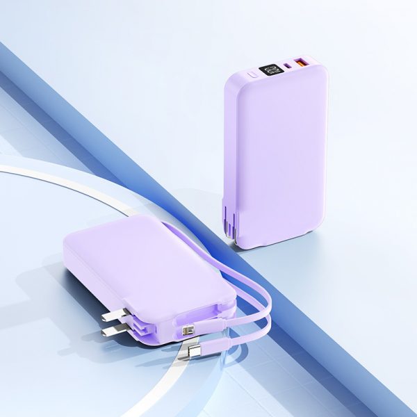 10000mAh Power Bank AC Plug Built-in Type-C + Lightning Cable PD 22.5W Fast Charging with Digital Display - Image 8
