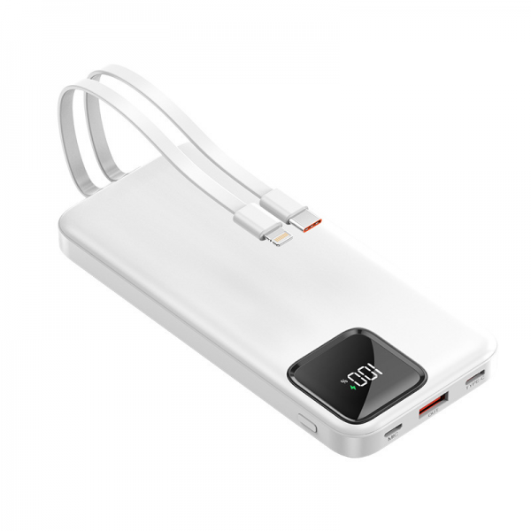 Power Bank with Built-in USB-C Lightning Connector 10000mAh Portable Charger 22.5W for iPhone 15 16 Series Samsung iPad Pro Air