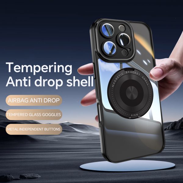 Integration Dust Proof Tempered Glass Lens AirTag 360° Rotation Phone Case for iPhone 12 13 14 15 16 17 Pro Max - Image 4