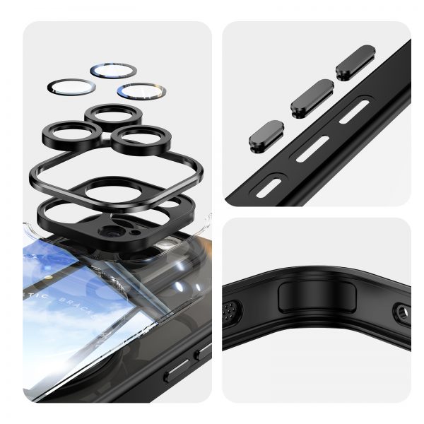 Integration Dust Proof Tempered Glass Lens AirTag 360° Rotation Phone Case for iPhone 12 13 14 15 16 17 Pro Max - Image 6