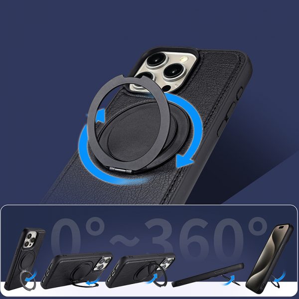 iPhone 16 Magnetic Suction Case 360° Rotation Stand Leather Mobile Phone Case for iPhone 11 12 13 14 15 - Image 3