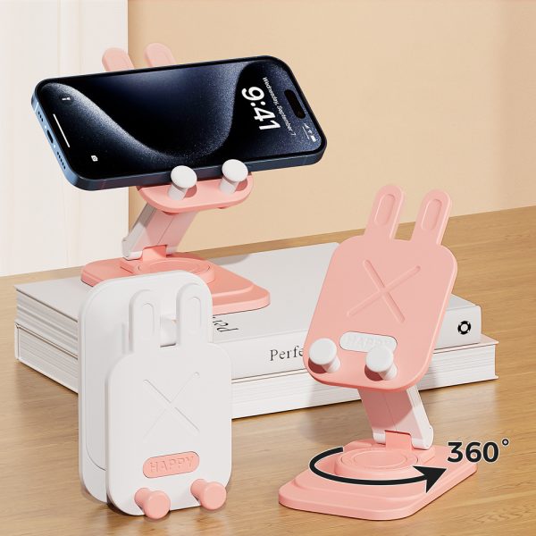 Cartoon Rabbit Foldable 360° Rotation Desktop Lazy Mobile Phone Stand Holder Bracket for Tablets - Image 5