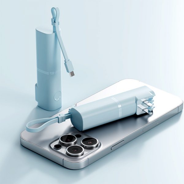 Portable Mini Capsule 5000mAh Power Bank with Cable PD 22.5W LED Indicator Fast Charger - Image 5
