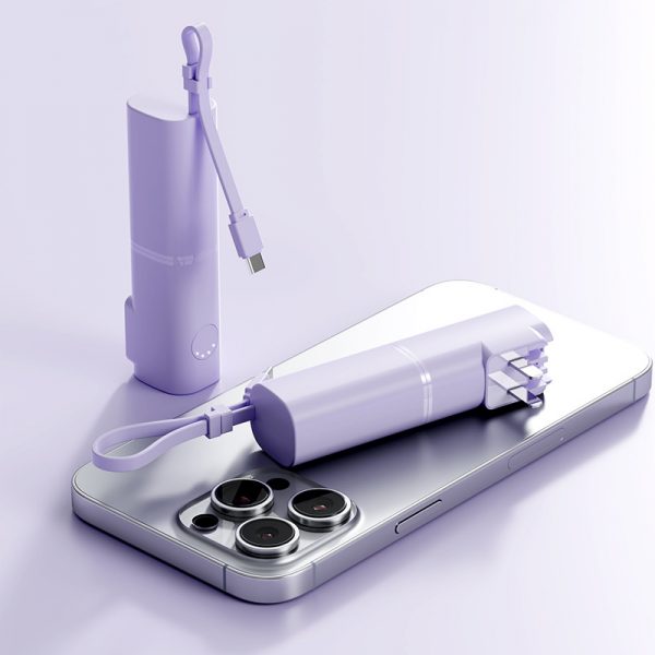 Portable Mini Capsule 5000mAh Power Bank with Cable PD 22.5W LED Indicator Fast Charger - Image 3