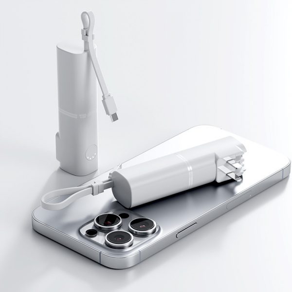 Portable Mini Capsule 5000mAh Power Bank with Cable PD 22.5W LED Indicator Fast Charger - Image 2