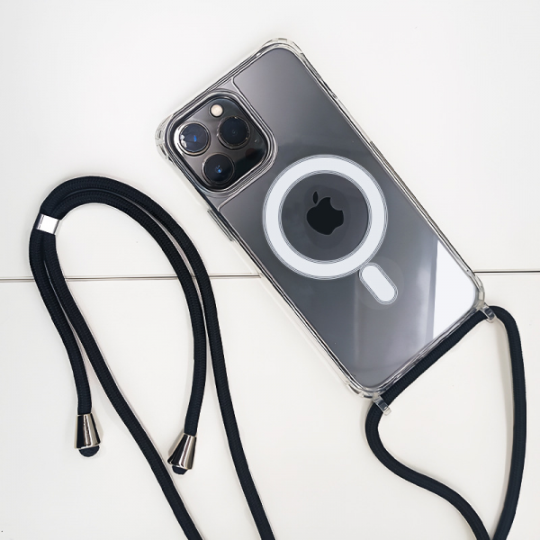 Clear MagSafe Crossbody Lanyard Cover for iPhone 11 12 13 14 15 16 Plus Pro Max Case - Image 2