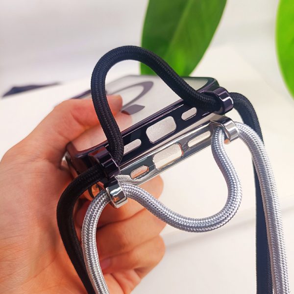 Electroplated Magnetic Cell Phone Case for iPhone 12 13 14 15 16 Pro Max Lanyard Mobile Phone Cover - Image 4