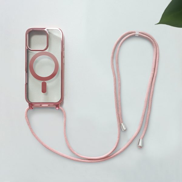 Electroplated Magnetic Cell Phone Case for iPhone 12 13 14 15 16 Pro Max Lanyard Mobile Phone Cover - Image 5
