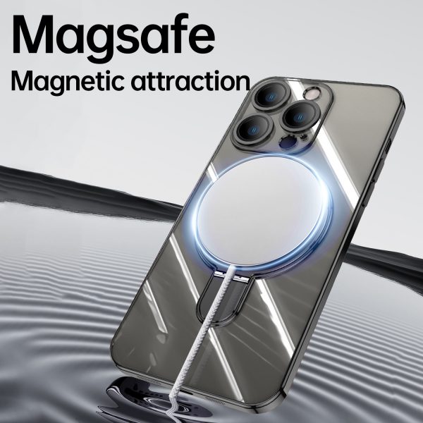 MagSafe Fulcrum Case for iPhone 12 13 14 15 16 Electroplated Sofe Silicone Tempered Glass Lenses Dust Proof Net Case - Image 2