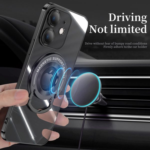 U Shape Holder Eletroplated MagSafe Case for iPhone 11 Pro Max with Dust Proof Net Tempered Glass Lenses - Image 2