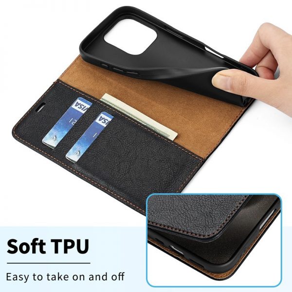 for iPhone 11 to 16 Pro Max Flip Card Slot Cover Multifunctional Business Mobile Phone Leahter Case - Image 3