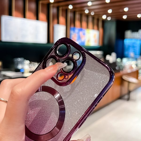 for iPhone 12 13 14 15 16 Electroplated Glitter N52 Magnets MagSafe Case with Tempered Glass Lenses - Image 5