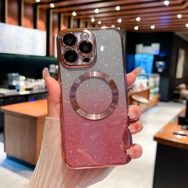 for iPhone 12 13 14 15 16 Electroplated Glitter N52 Magnets MagSafe Case with Tempered Glass Lenses - Image 2