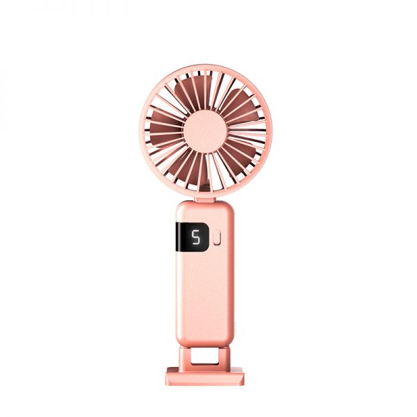 New Neck Hanging Handheld Small Fan USB Charging Folding Silent Portable Digital Display Fan - Image 3