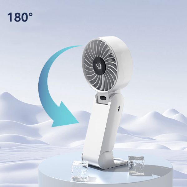 Handheld Folding Fan Portable Hanging Neck Outdoor Small Fan Digital Display 100-speed Food Supplement Desktop Integrated Fan - Image 3